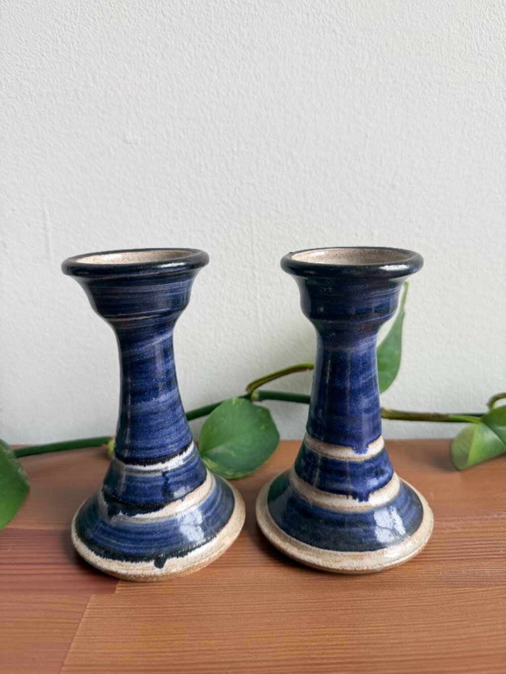2/$40 🌸 Vintage Stoneware Pottery Candlestick Holders Set of 2